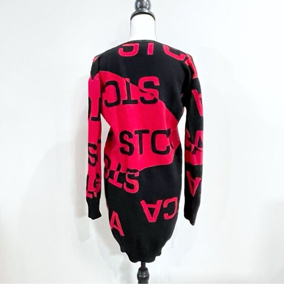 Just Cavalli Jacquard-Knit Cotton Mini Sweater Dress Red Black, Women Medium - Picture 3 of 8